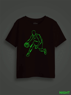 Basket Ball player Kids Glow Tshirt