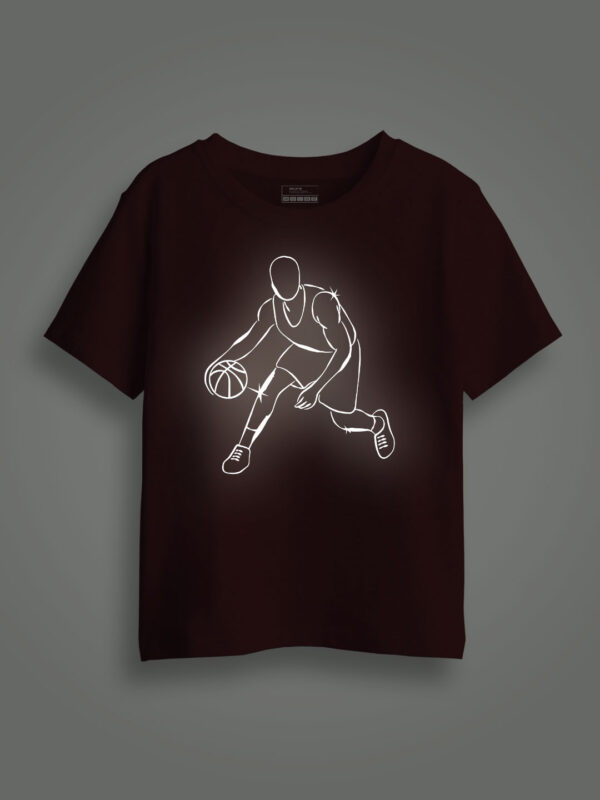 Basket Ball player Reflective Kids Glow Tshirt