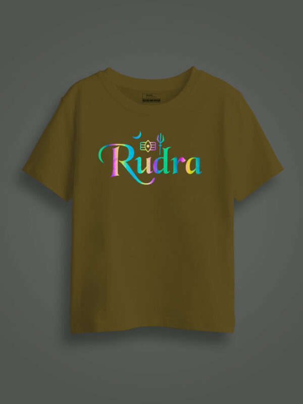 Rudra Name  Rainbow Reflective Kids Glow Tshirt