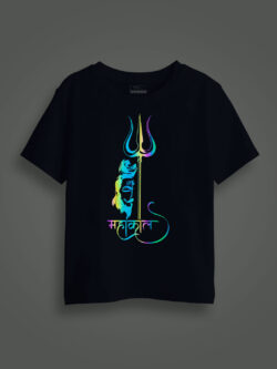 Mahakaal Rainbow Reflective Kids Glow in Dark Tshirt