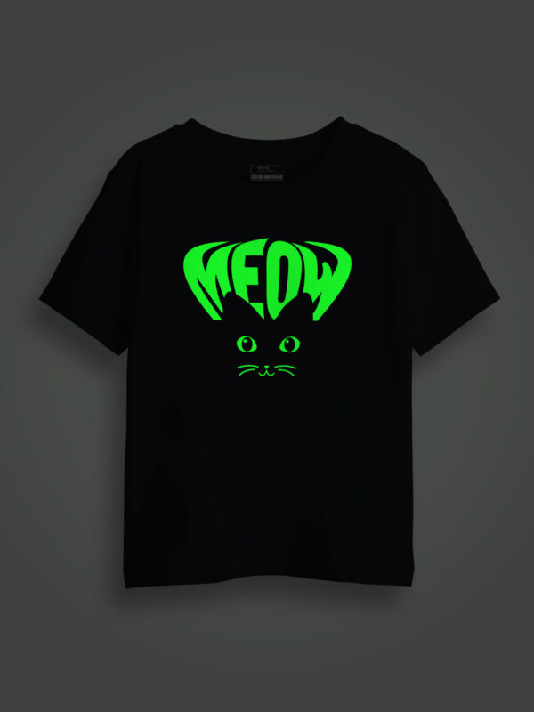 Meow Cat Eye Kids Glow Tshirt