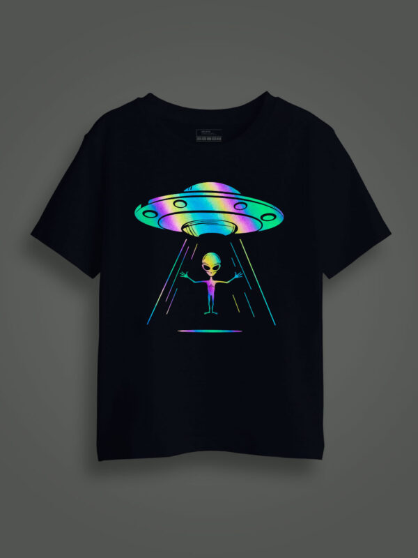 Alien Rainbow Reflective Kids Glow Tshirt