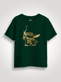 Magician Baby Yoda Gold Printed Kids Tshirt