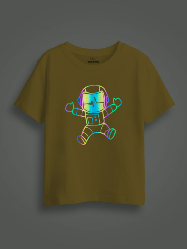 Astronaut Rainbow Reflective Kids Glow Tshirt