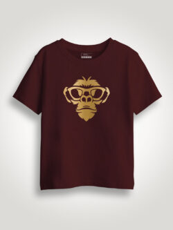 Monkey Face Gold Printed Kids Tshirt