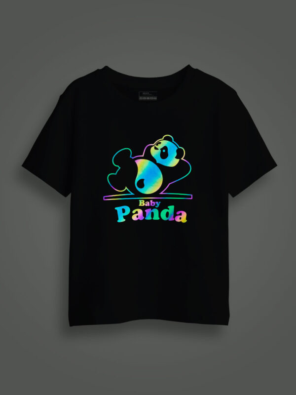 Baby Panda Rainbow Reflective Kids Glow Tshirt