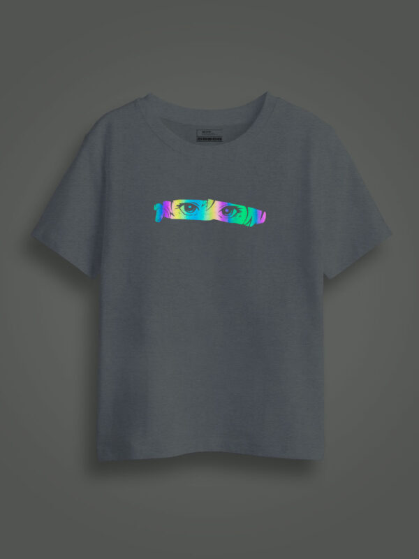 Anime Eye Rainbow Reflective Kids Glow Tshirt