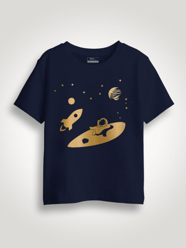 Astronaut Rest in Sky Gold Printed Kids Tshirt