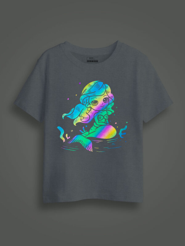 Mermaid Rainbow Reflective Kids Glow Tshirt