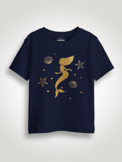 Mermaid Swim Gold Printed Kids Tshirt