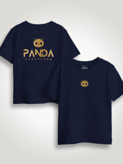 Lazy Panda Face Gold Printed Kids Tshirt