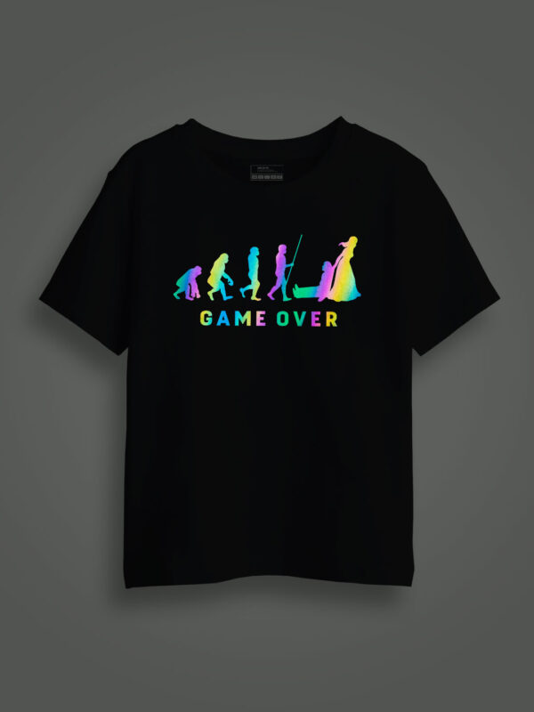 Game Over Rainbow Reflective Kids Glow Tshirt