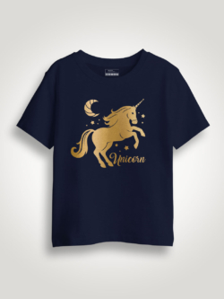 Unicorn Horse Gold Printed Kids Tshirt