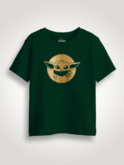 Cute Baby Yoda Gold Printed Kids Tshirt