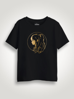 Anime Girl Gold Printed Kids Tshirt