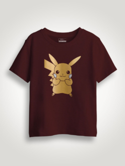 Cute Pickachu Gold Printed Kids Tshirt