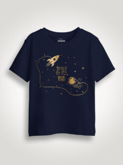 Astronaut Born to Fly Gold Printed Kids Tshirt