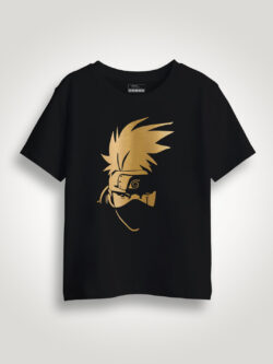 Kakashi Face Gold Printed Kids Tshirt