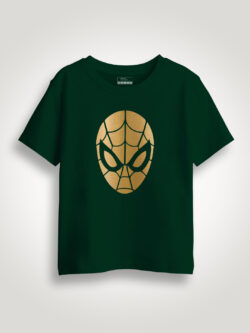 Spiderman Face Gold Printed Kids Tshirt