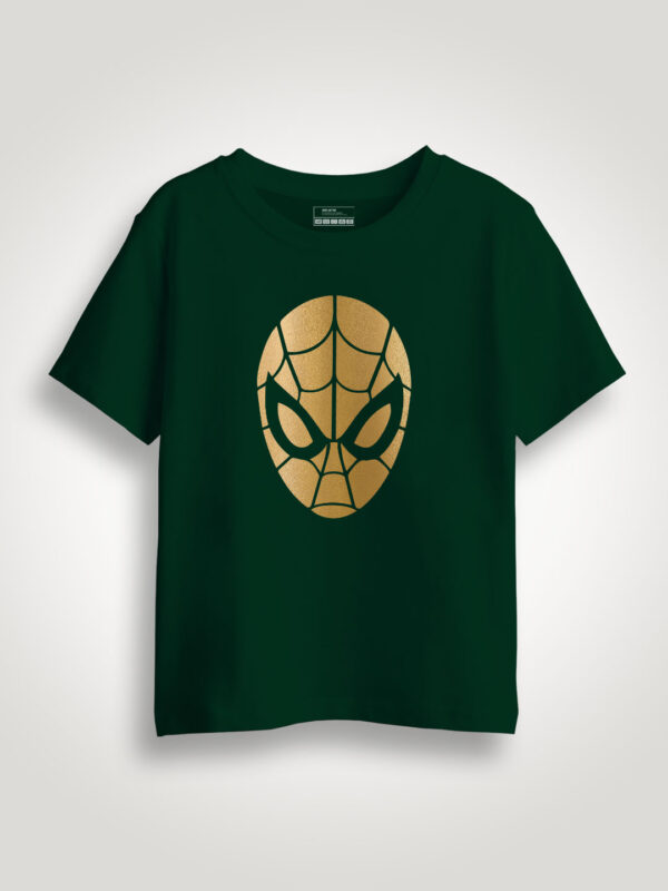 Spiderman Face Gold Printed Kids Tshirt