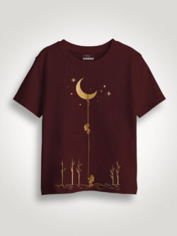 Astronaut and Moon Gold Printed Kids Tshirt