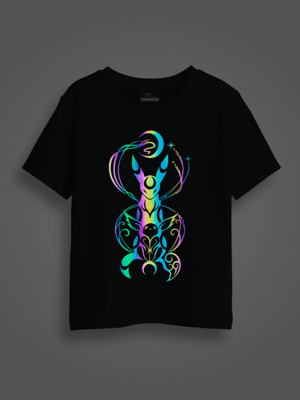 Eevee and Umbreaon Rainbow Reflective Kids Glow Tshirt