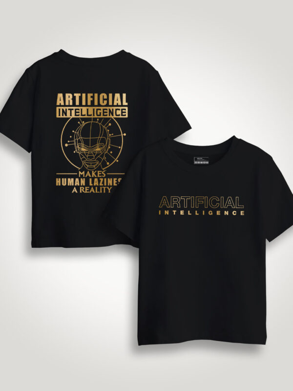 Artificial Inteligence Gold Printed Kids Tshirt