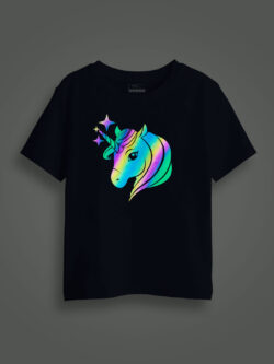 Unicorn Rainbow Reflective Kids Glow Tshirt