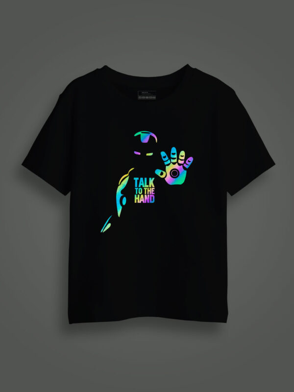 Talk to the Hand Rainbow Reflective Kids Glow Tshirt