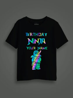 Birthday Ninja Rainbow Reflective Kids Glow Tshirt