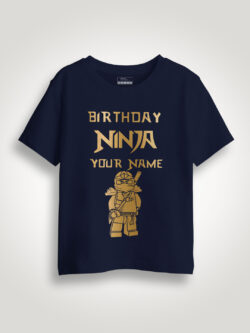 Birthday Ninja Gold Printed Kids Tshirt