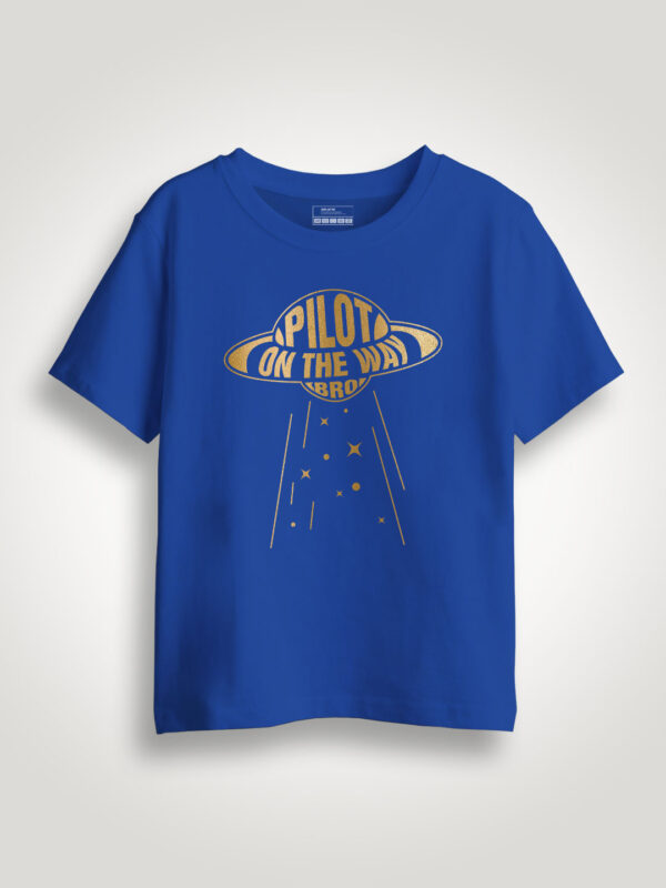 Pilot on the Way Gold Printed Kids Tshirt