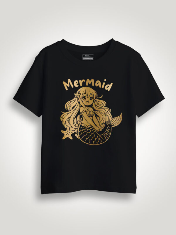 Mermaid Anime Gold Printed Kids Tshirt