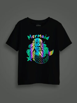 Mermaid Anime Rainbow Reflective Kids Glow Tshirt