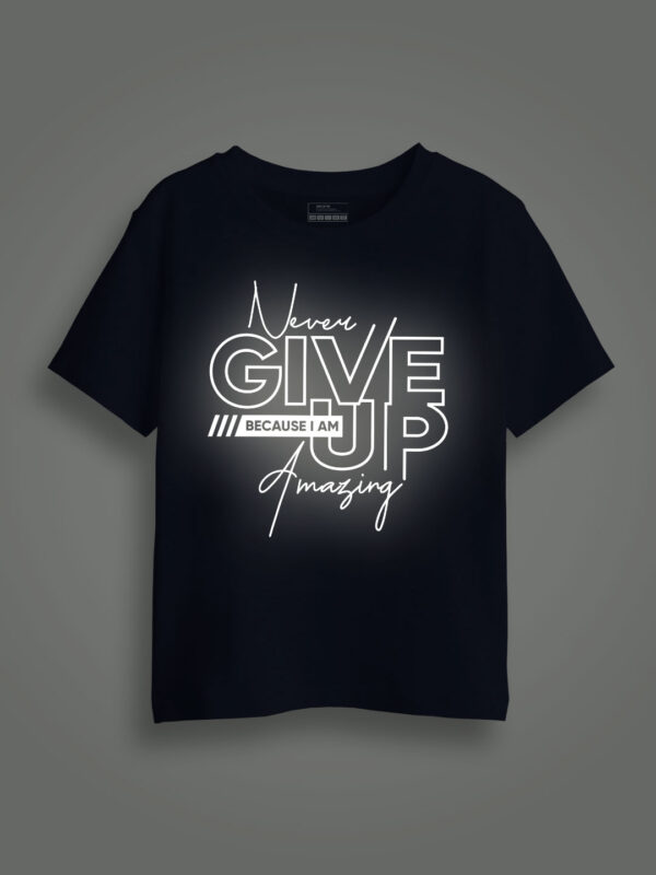 Never Give up Reflective Kids Glow Tshirt