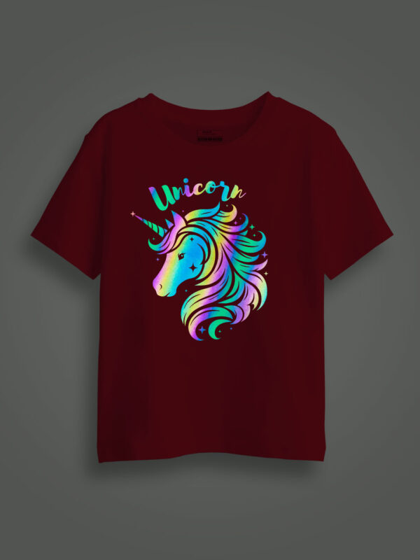 Unicorn Rainbow Reflective Kids Glow Tshirt