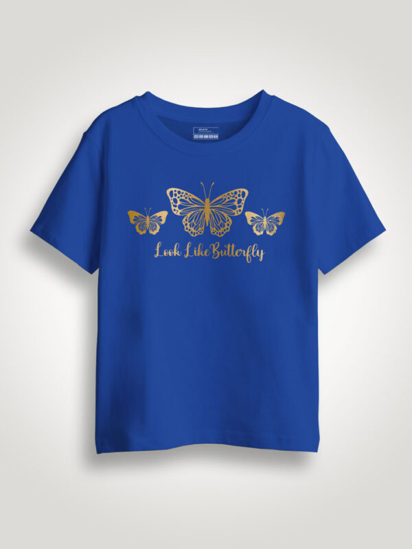 Look Like Butterfly Gold Printed Kids Tshirt