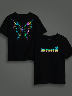 Butterfly Wings Rainbow Reflective Kids Glow Tshirt