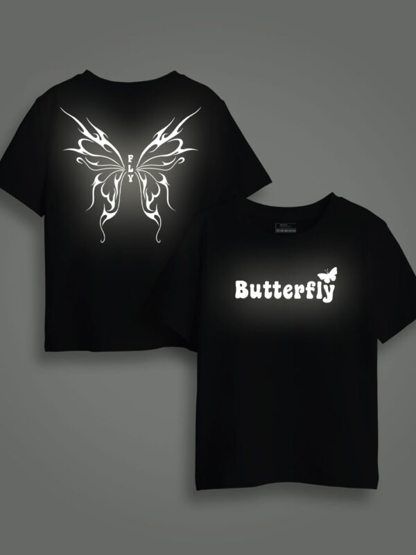 Butterfly Wings Reflective Kids Glow Tshirt