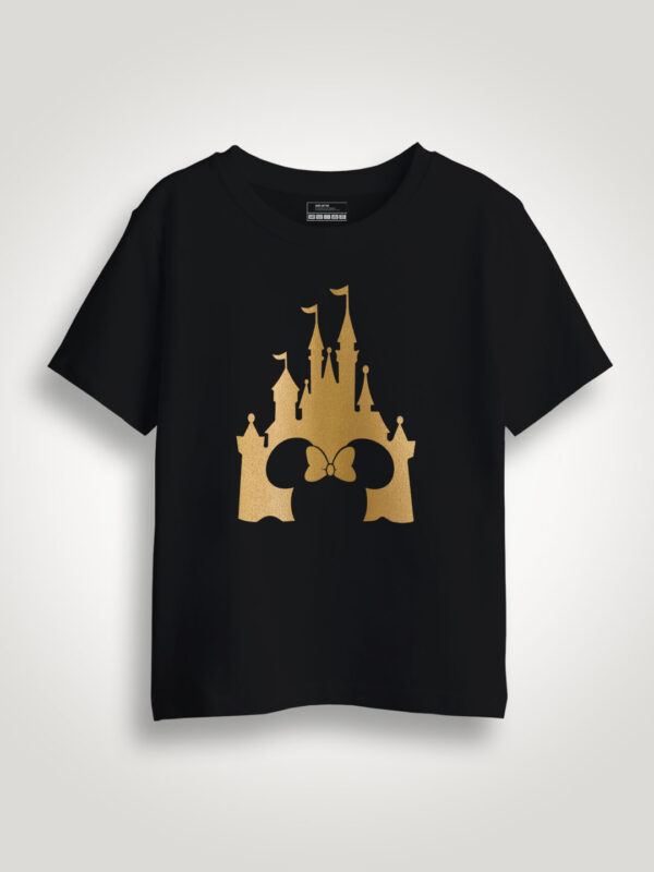 Disney Minni Castle Gold Printed Kids Tshirt