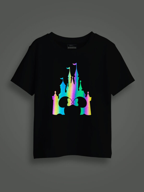 Disney Minni Castle Rainbow Reflective Kids Glow Tshirt