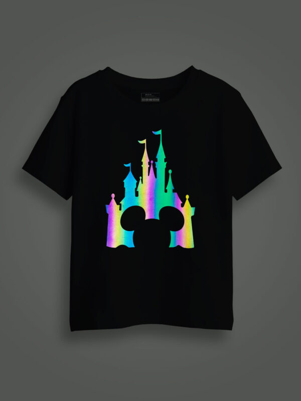 Disney Micky Castle Rainbow Reflective Kids Glow Tshirt