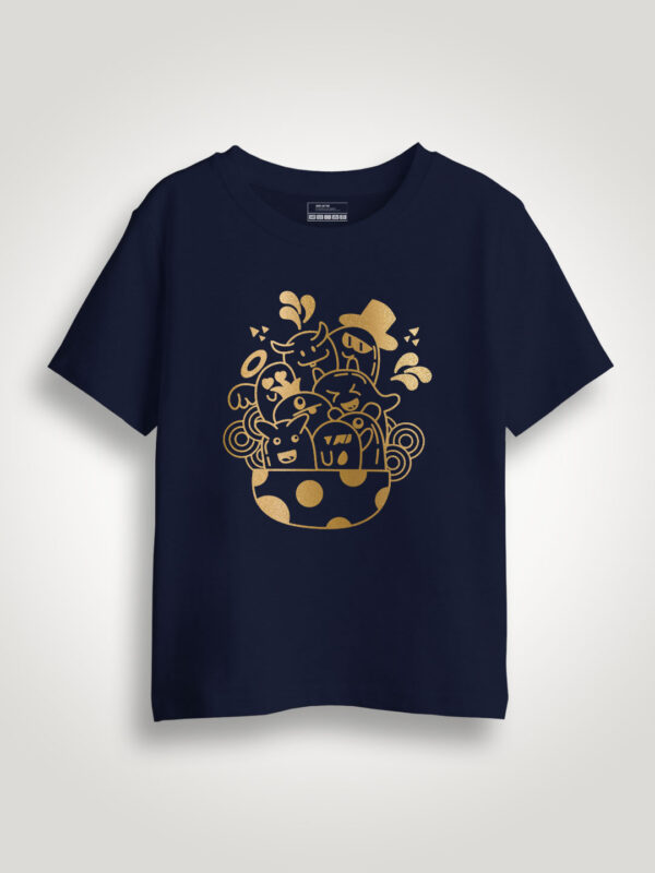 Cute Halloween Gold Printed Kids Tshirt