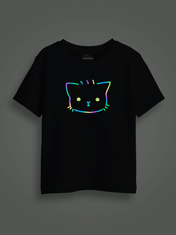 Cute Kitty Rainbow Reflective Kids Glow Tshirt