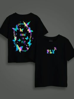 Born to Fly Rainbow Reflective Kids Glow Tshirt