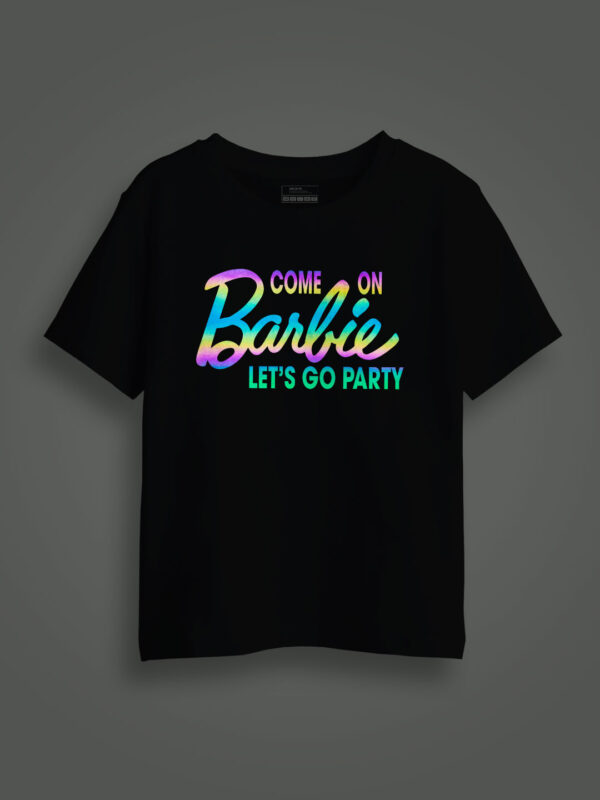 Come on Barbie Rainbow Reflective Kids Glow Tshirt