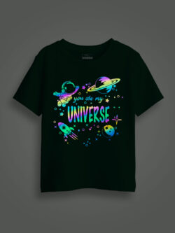 Astronaut Universe Rainbow Reflective Kids Glow Tshirt