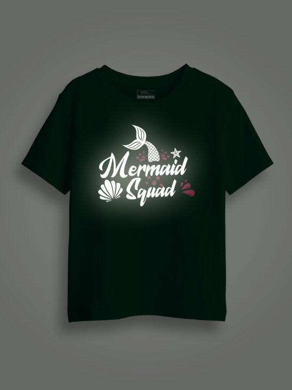 Mermaid Squad Tail Reflective Kids Glow Tshirt