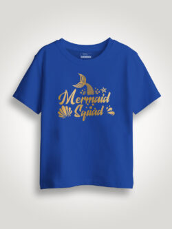 Mermaid Squad Tail Gold Printed Kids Tshirt