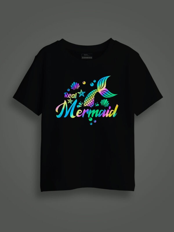 Real Mermaid Rainbow Reflective Kids Glow Tshirt